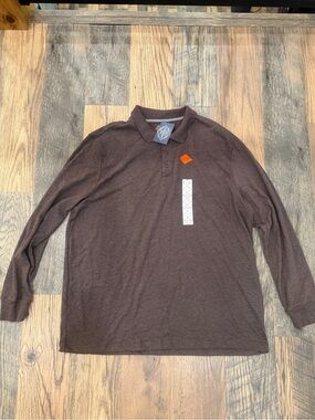 St. John's Bay Brown Long Sleeve Polo Shirt